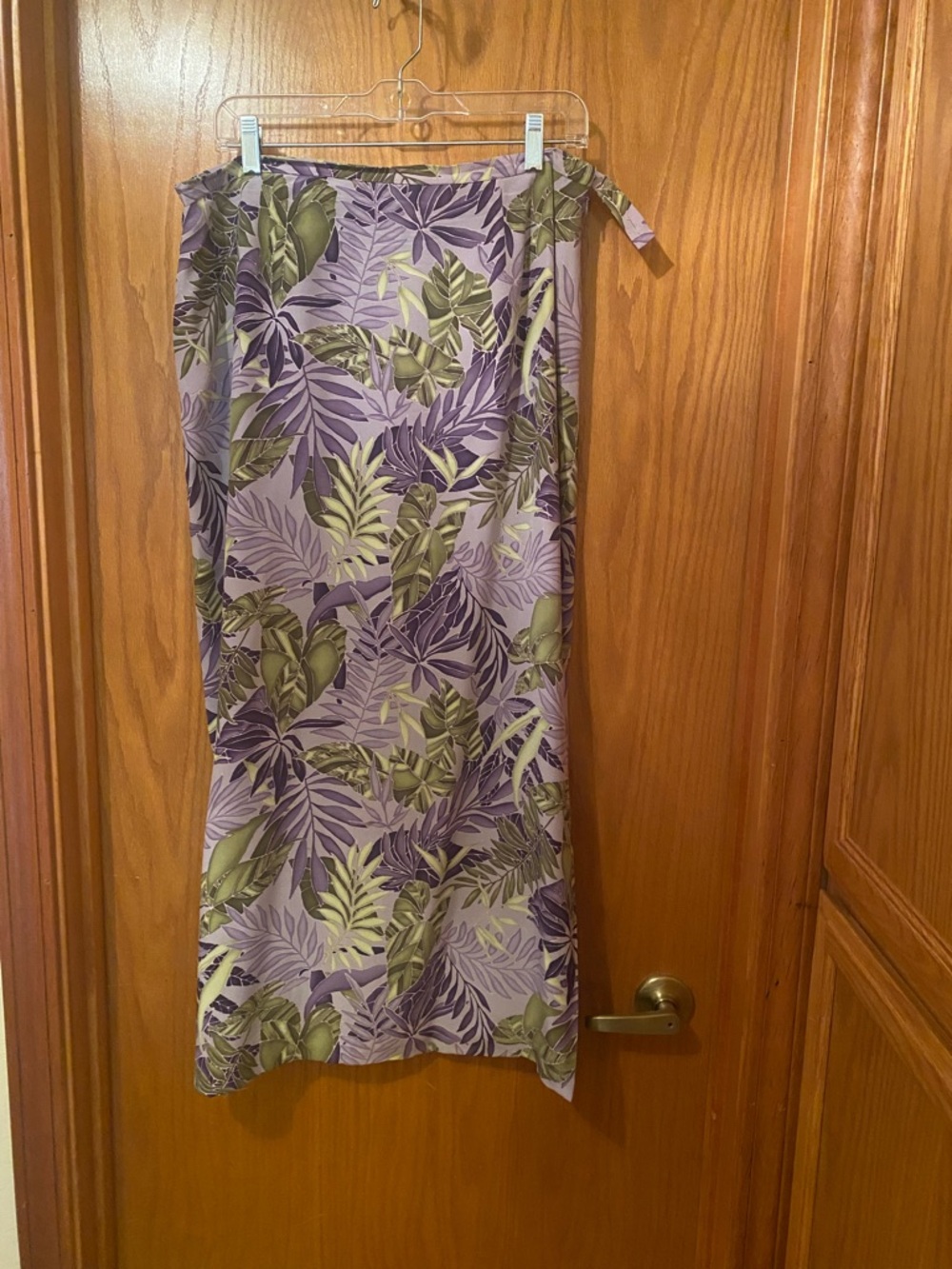 Josephine Chaus Lavender and Green Tropical Lined Midi Skirt